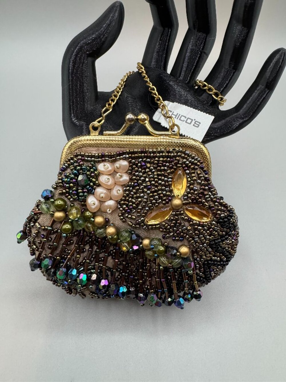 Chico's Vintage Beaded Mini Evening Bag Purse NWT